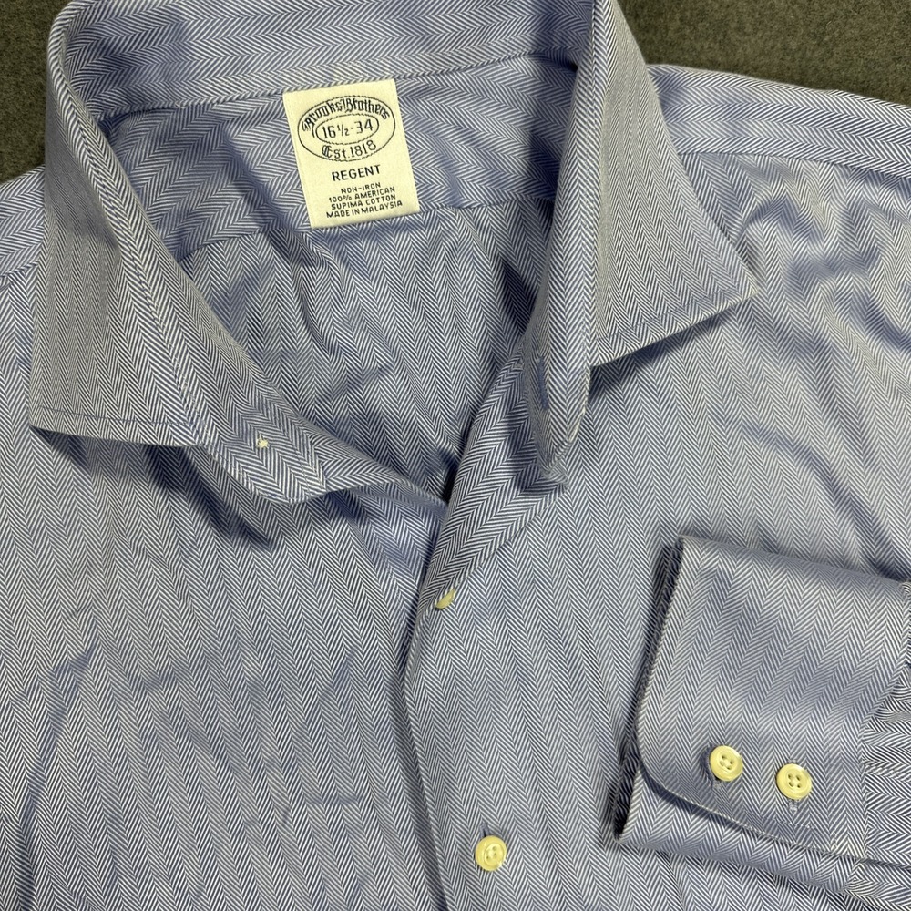 Brooks Brothers Button Up Shirt‎ Mens 16 1/2-34 Regent Fit Blue Oxford L/S